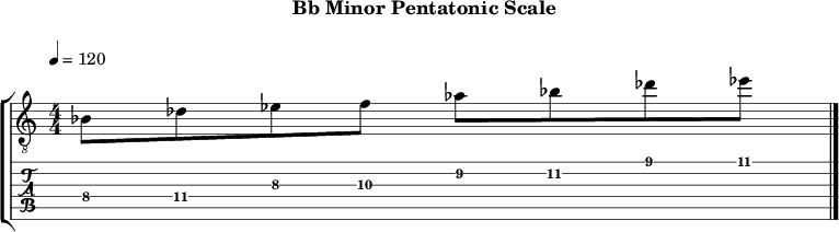 Bbminor pentatonic 113 scale